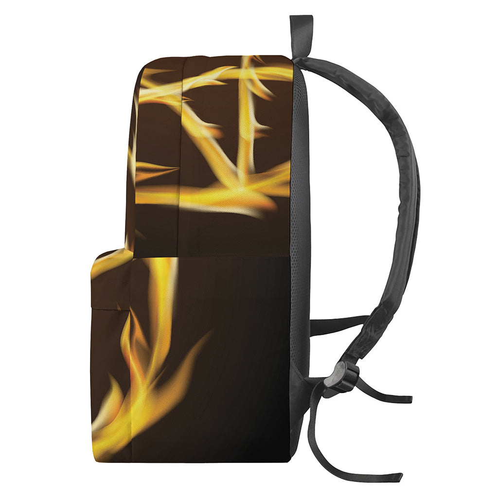 Flaming Pentagram Symbol Print Backpack