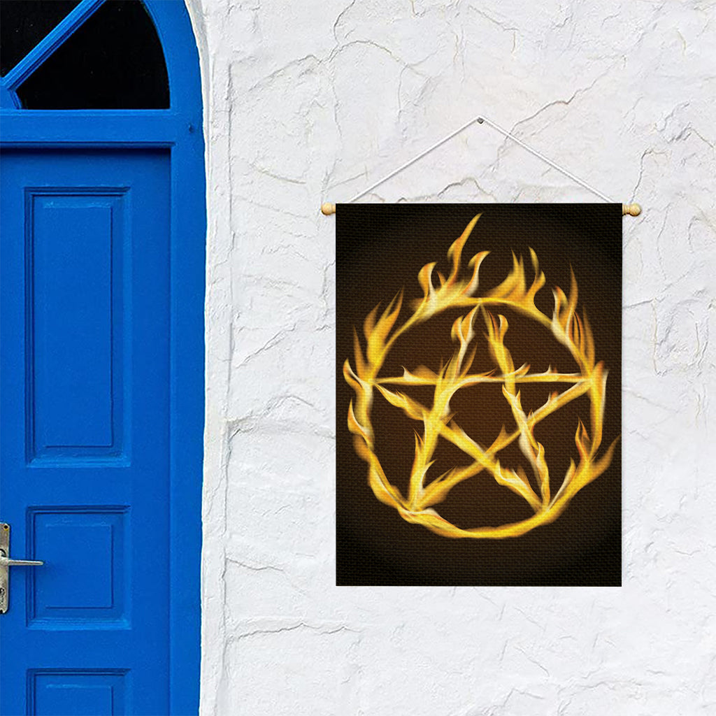 Flaming Pentagram Symbol Print Garden Flag