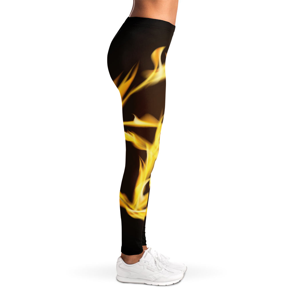 Flaming Pentagram Symbol Print Women's Leggings