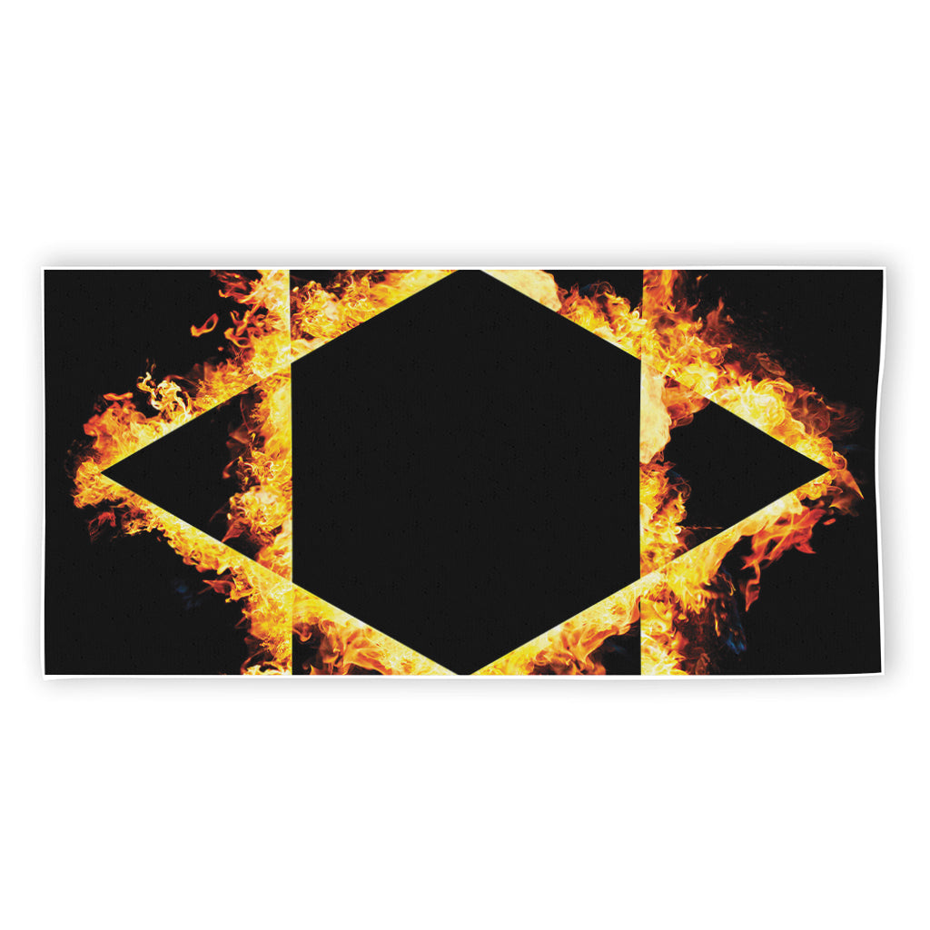 Flaming Star of David Print Beach Towel