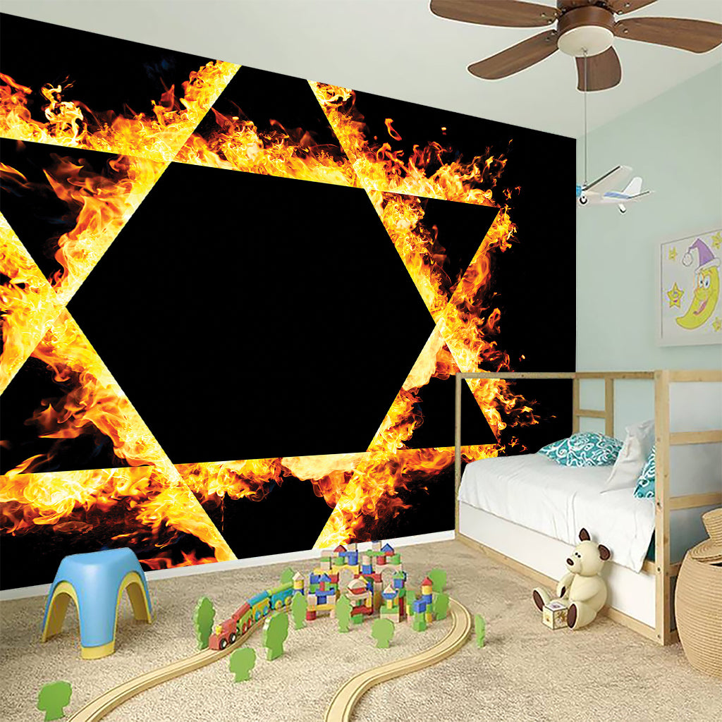 Flaming Star of David Print Wall Sticker