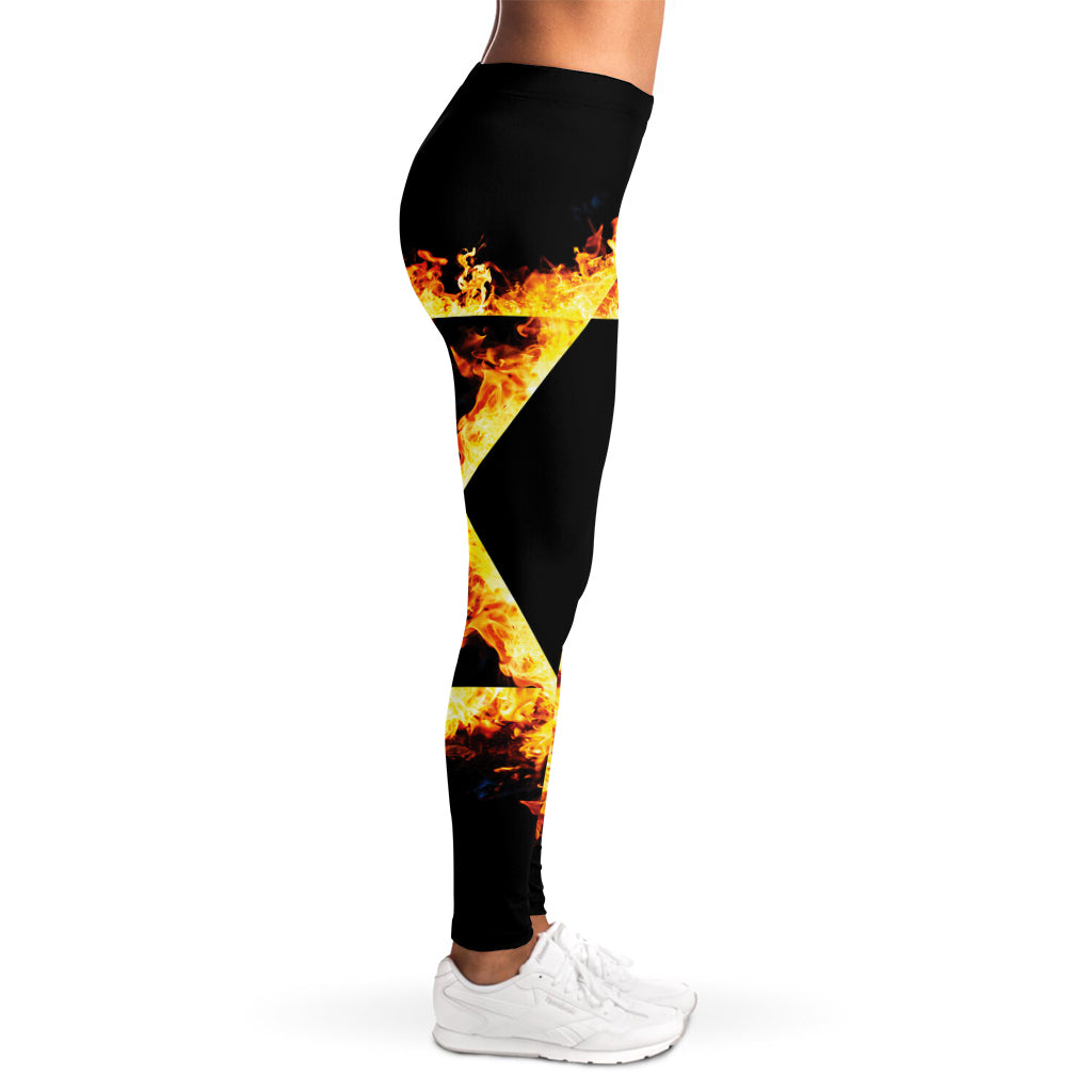 Flaming Star of David Print Women's Leggings