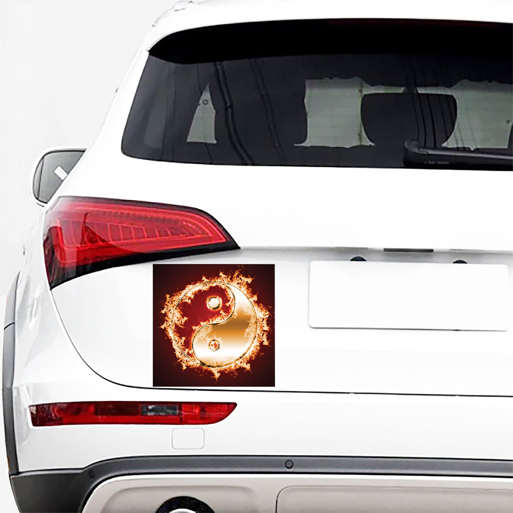 Flaming Yin Yang Print Car Sticker