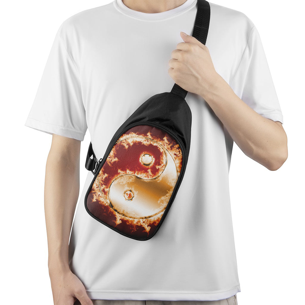 Flaming Yin Yang Print Chest Bag