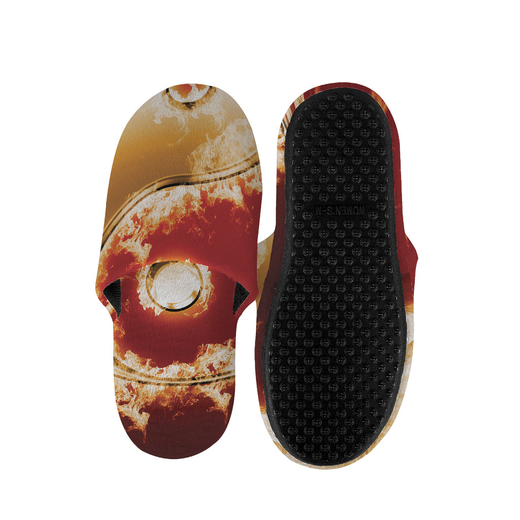 Flaming Yin Yang Print Slippers