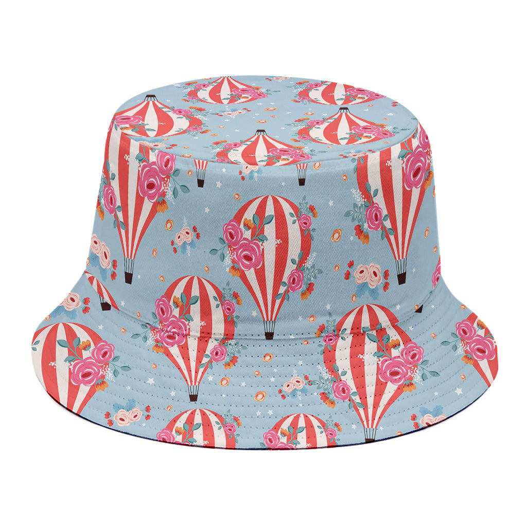 Floral Air Balloon Pattern Print Bucket Hat