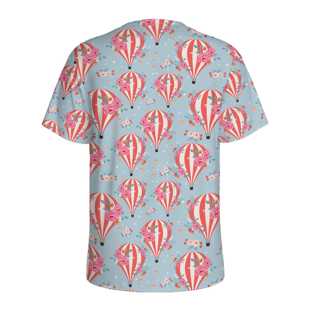 Floral Air Balloon Pattern Print Men's Sports T-Shirt