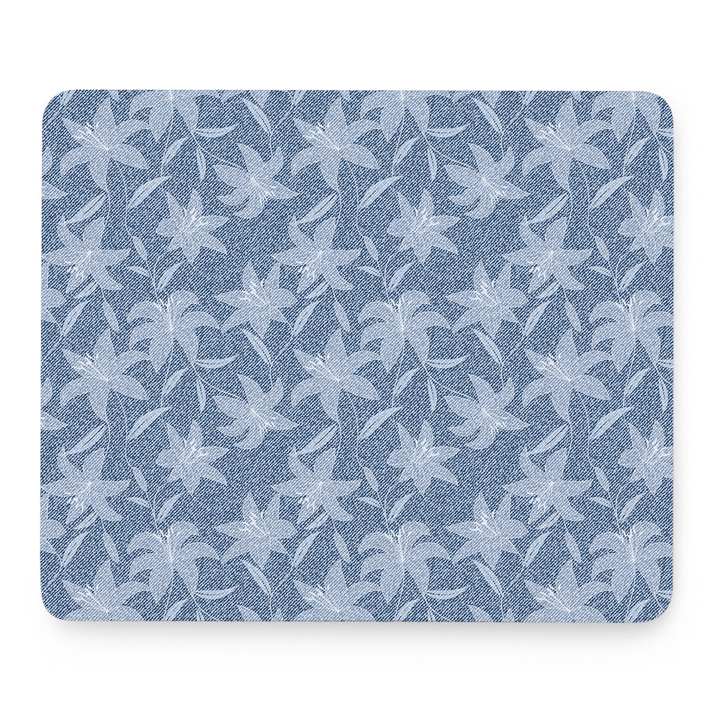 Floral Denim Jeans Pattern Print Mouse Pad