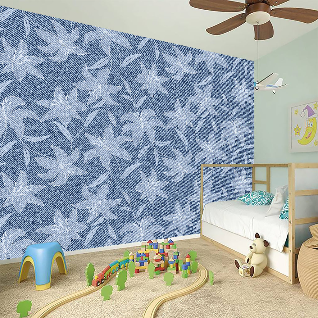 Floral Denim Jeans Pattern Print Wall Sticker