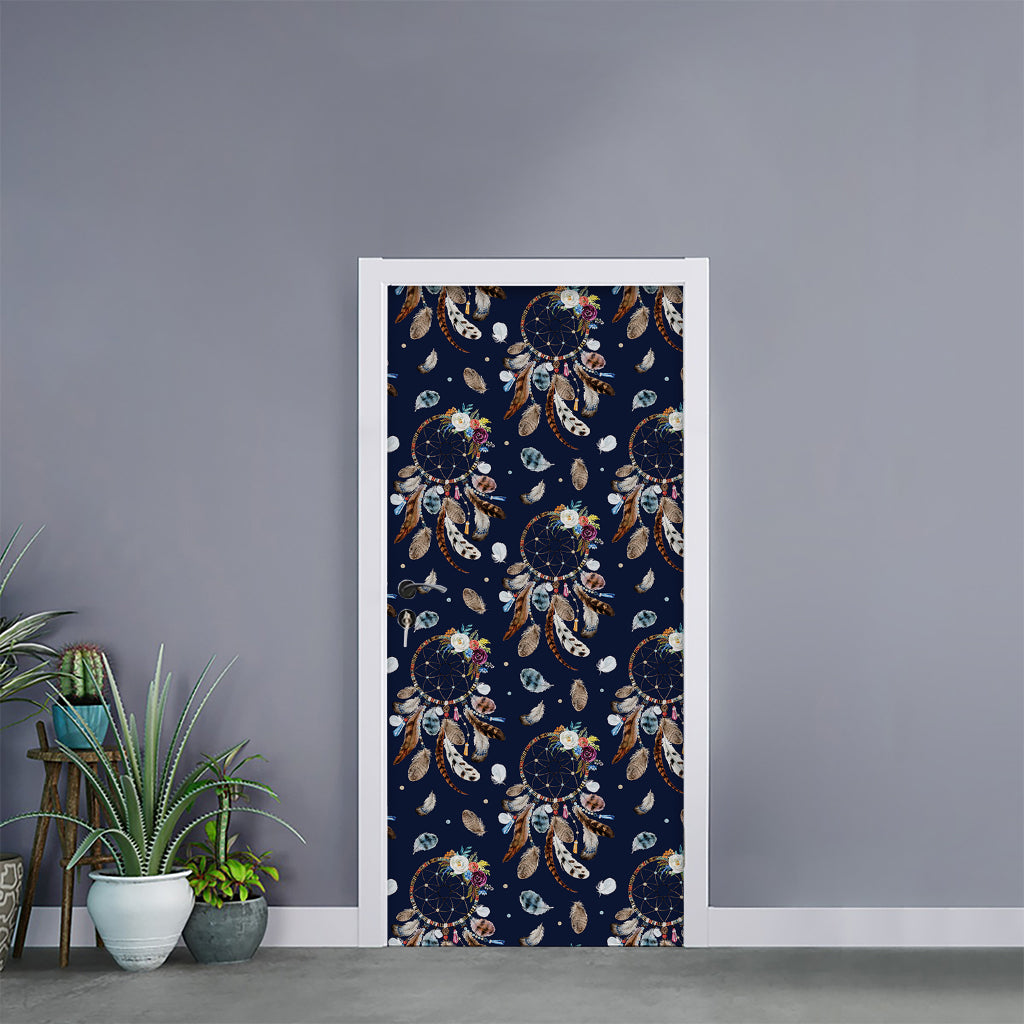 Floral Dream Catcher Pattern Print Door Sticker