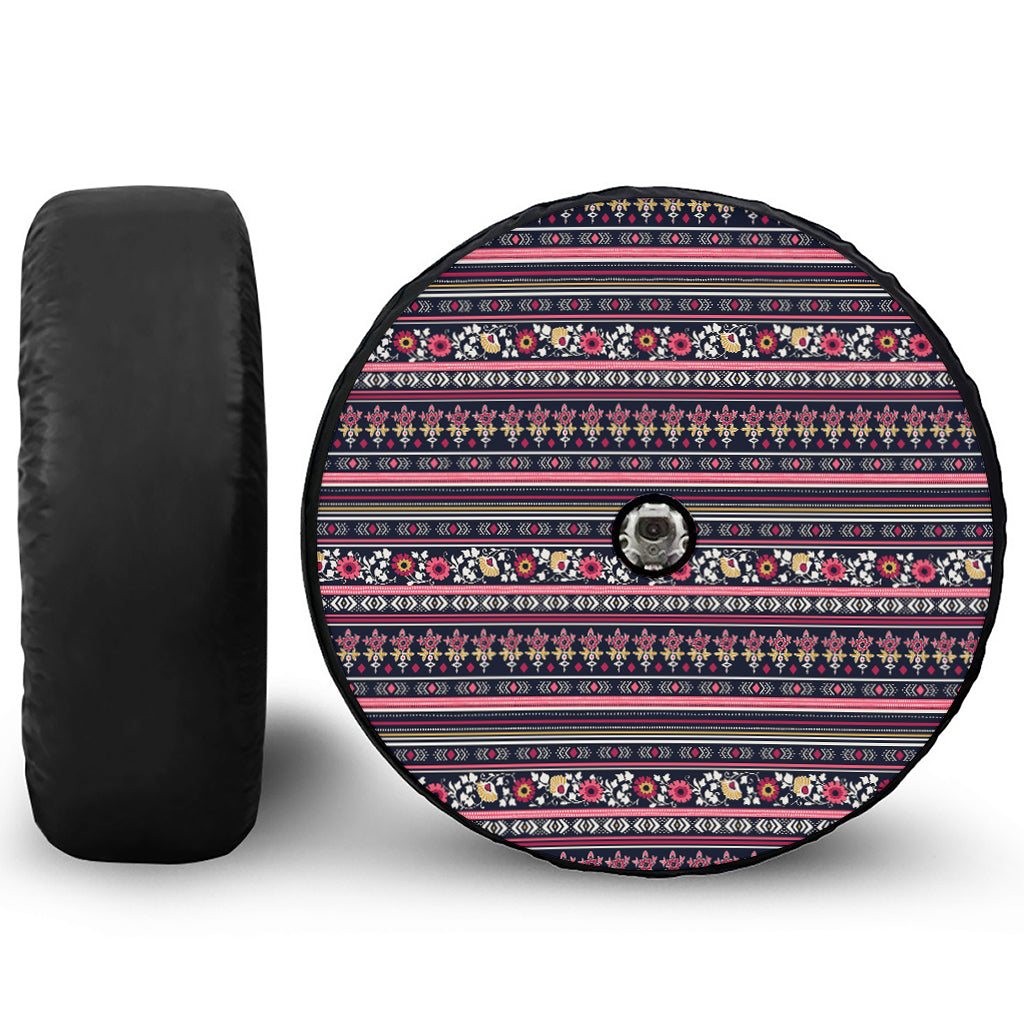 Floral Ethnic Pattern Print Tire Cover With Camera Hole