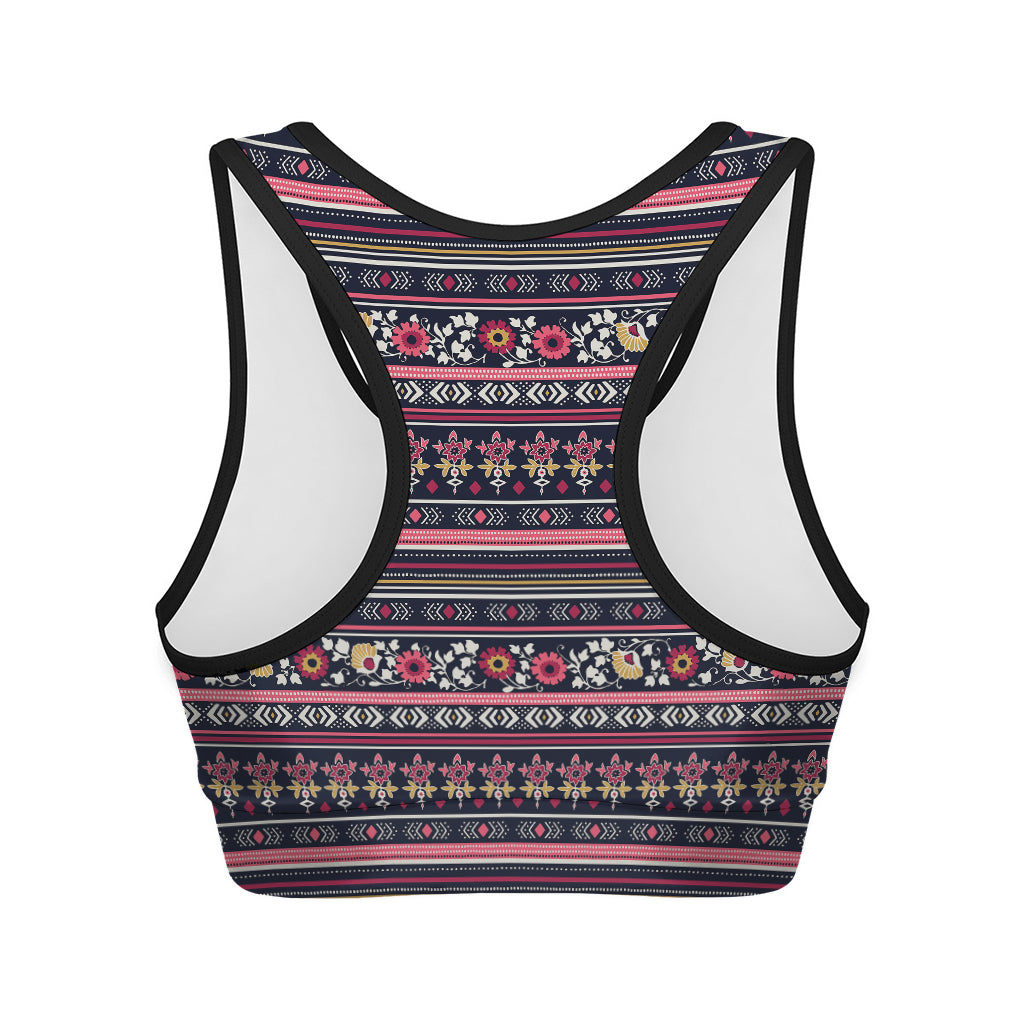 Floral Ethnic Pattern Print Women's Sports Bra