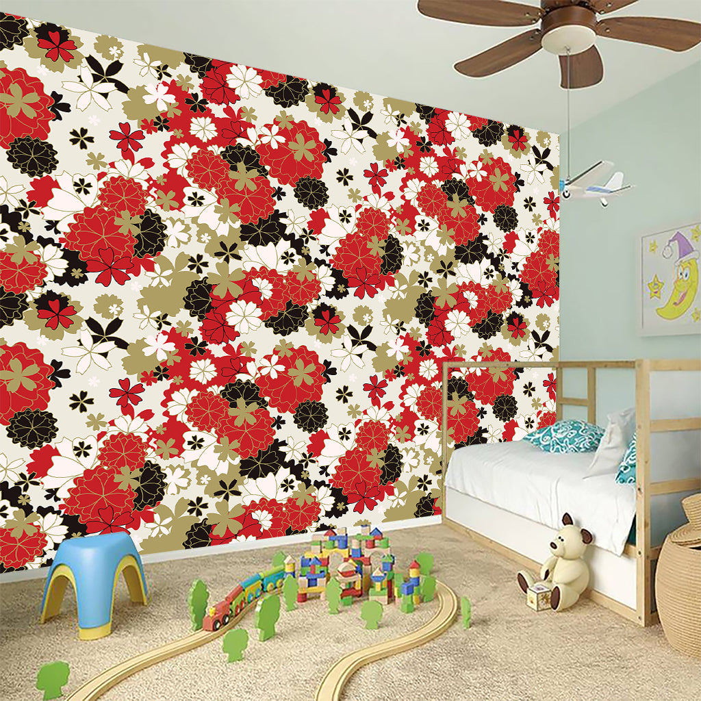 Floral Kimono Pattern Print Wall Sticker