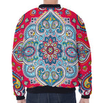 Floral Paisley Mandala Print Zip Sleeve Bomber Jacket