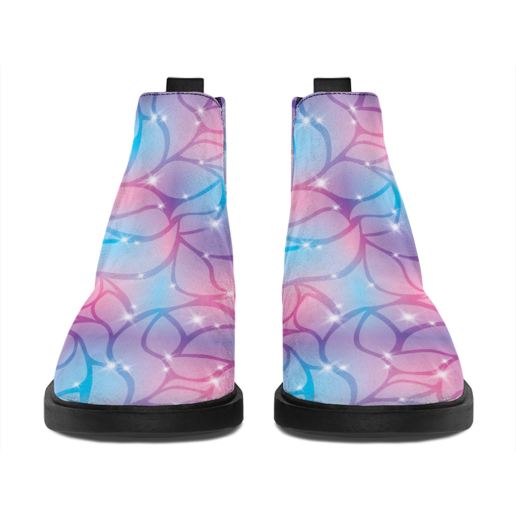 Floral Sparkle Print Flat Ankle Boots