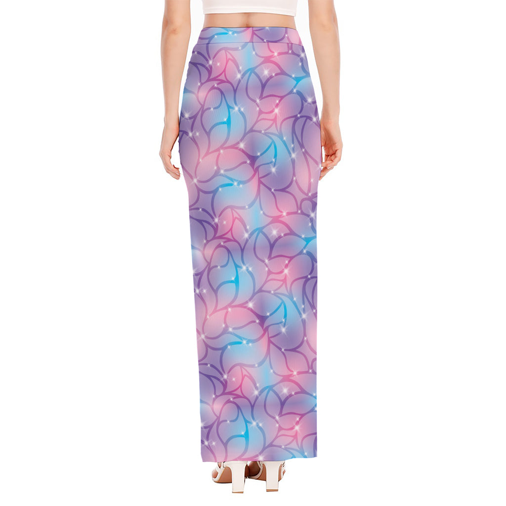 Floral Sparkle Print High Slit Maxi Skirt