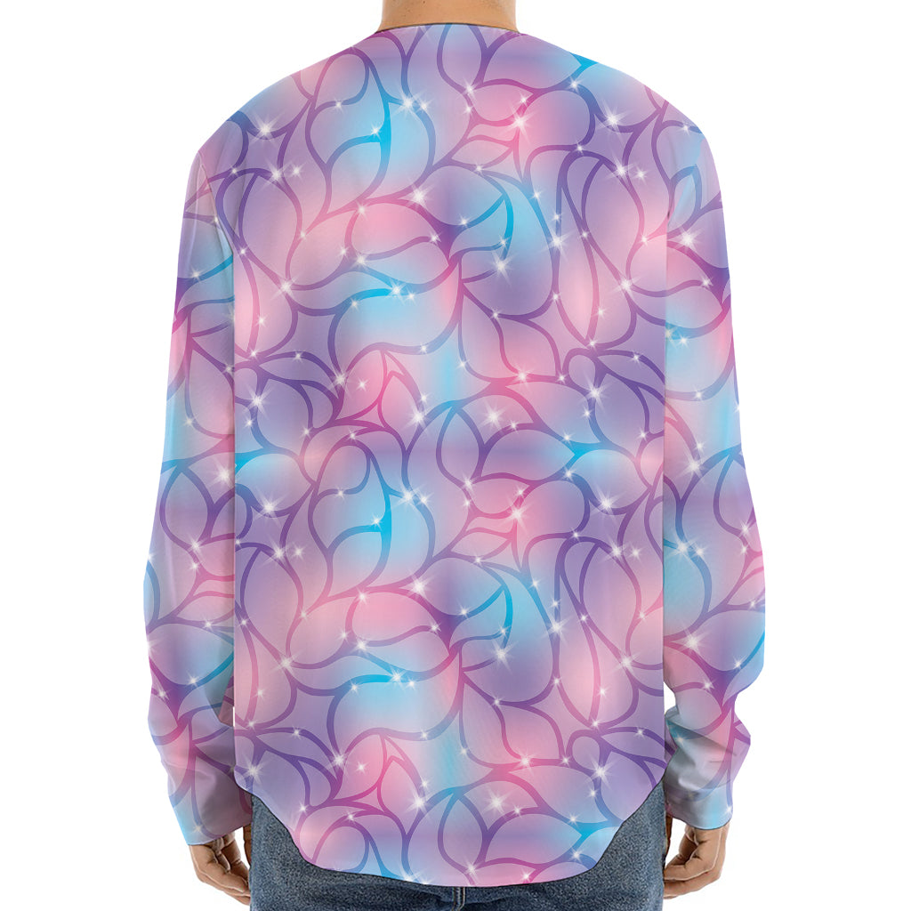 Floral Sparkle Print Long Sleeve Baseball Jersey