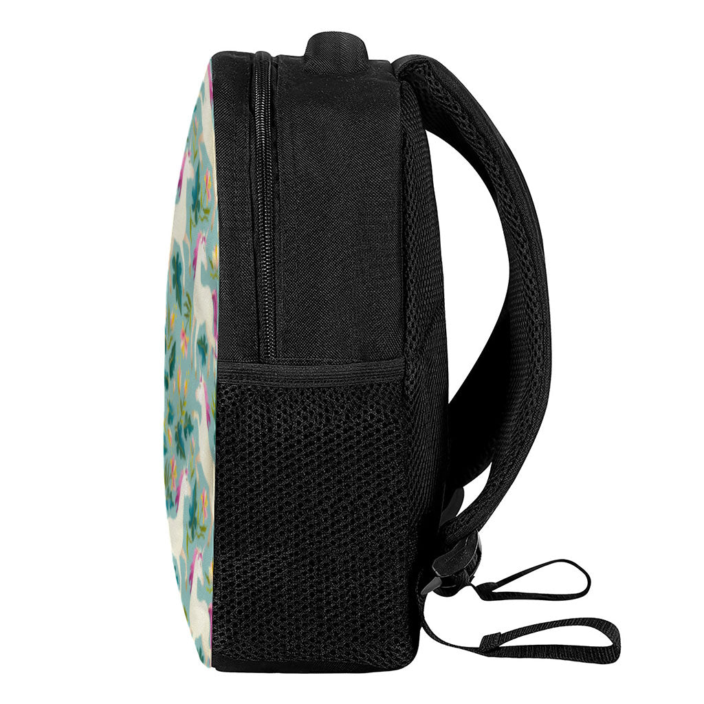 Floral Unicorn Pattern Print Casual Backpack