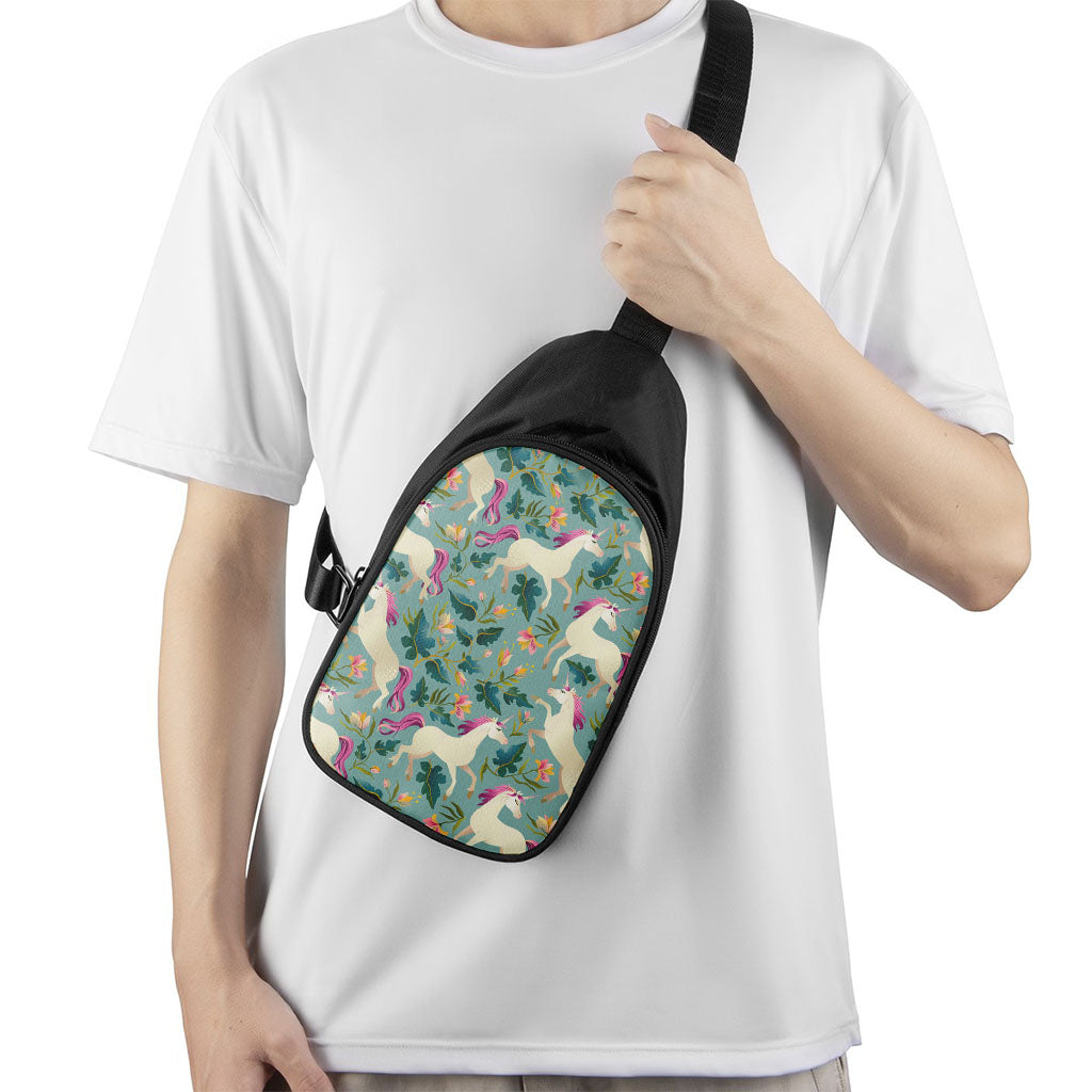 Floral Unicorn Pattern Print Chest Bag