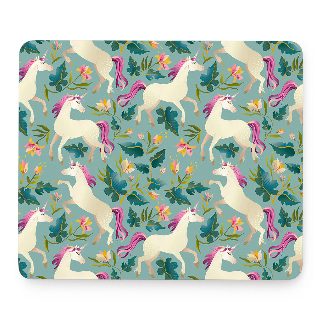 Floral Unicorn Pattern Print Mouse Pad
