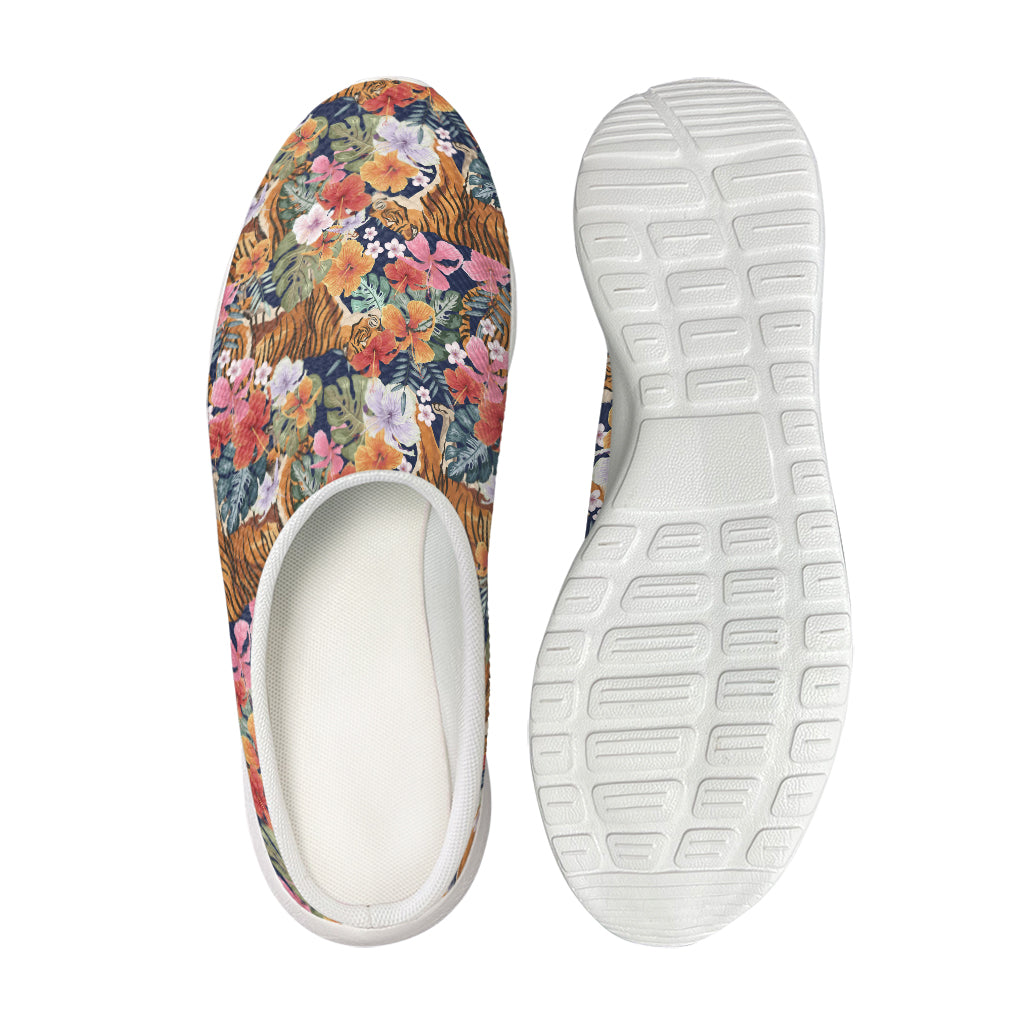 Flower And Tiger Pattern Print Mesh Casual Shoes