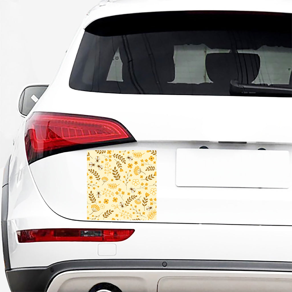 Flower Bee Pattern Print Car Sticker