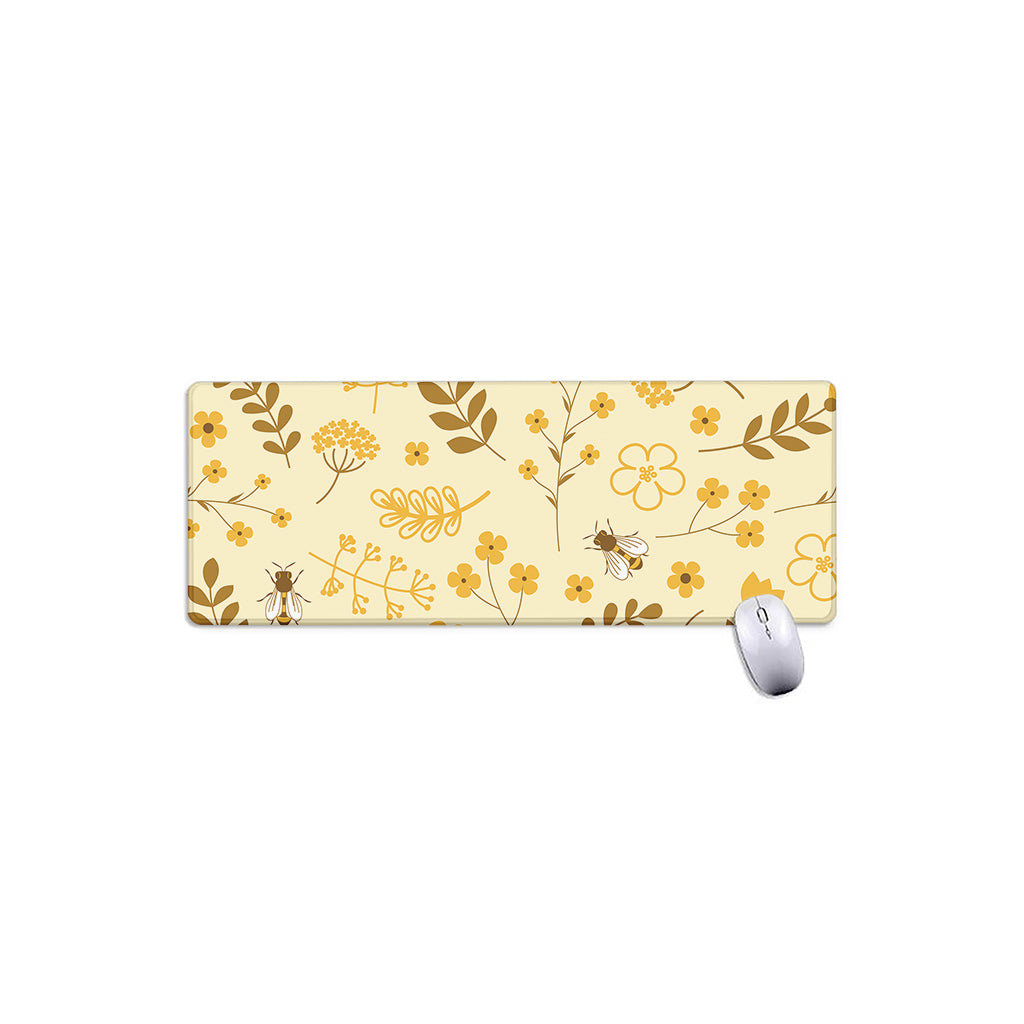 Flower Bee Pattern Print Extended Mouse Pad