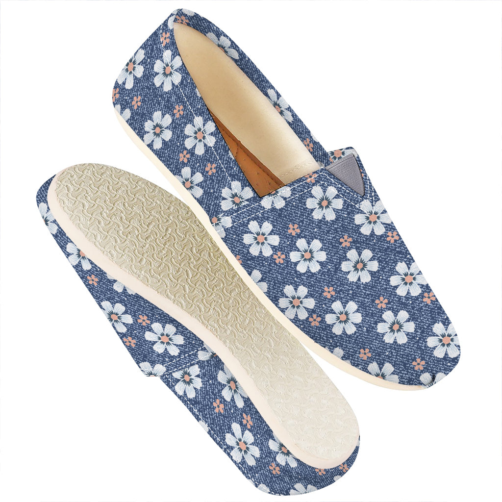 Flower Denim Jeans Pattern Print Casual Shoes