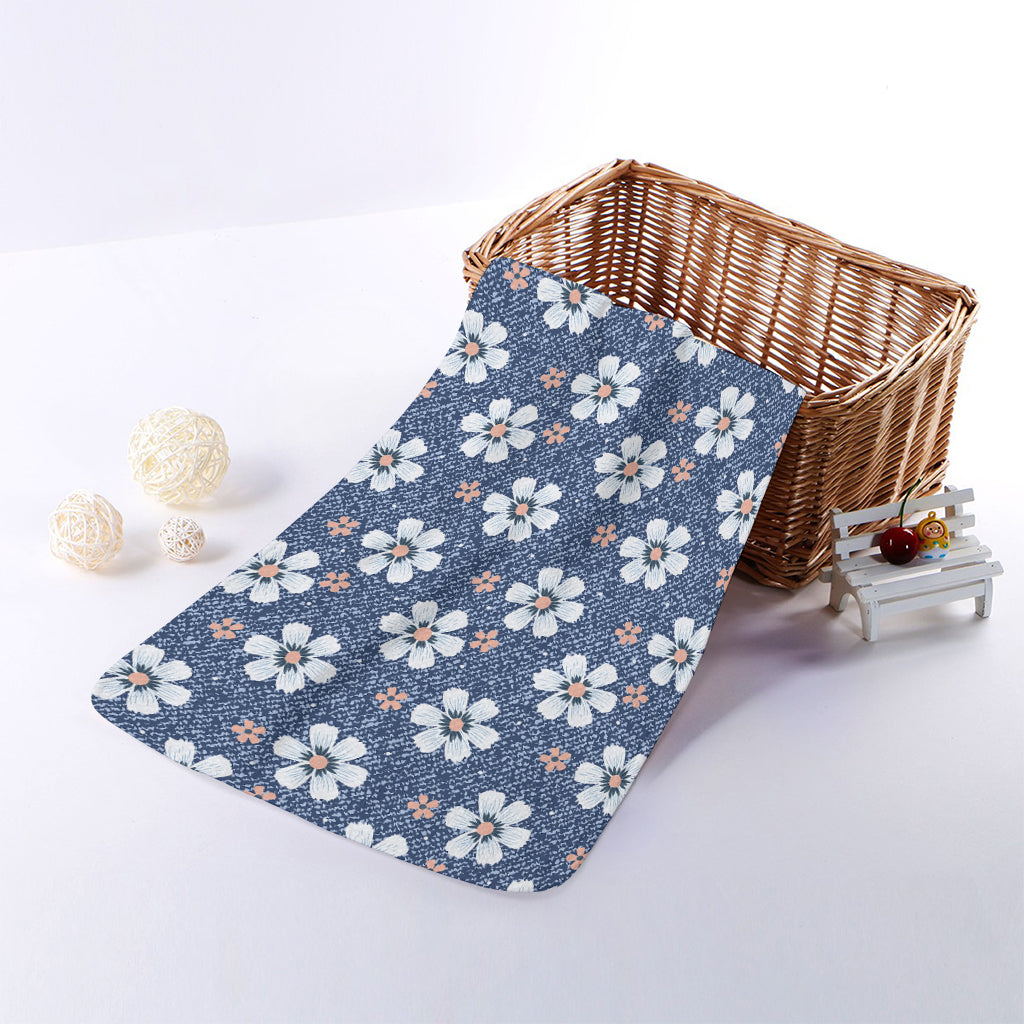 Flower Denim Jeans Pattern Print Towel