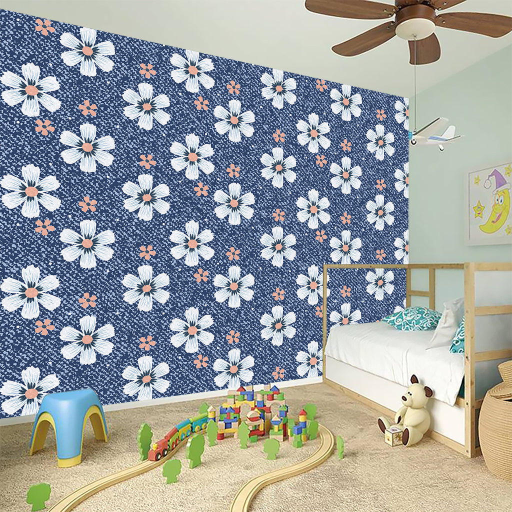 Flower Denim Jeans Pattern Print Wall Sticker