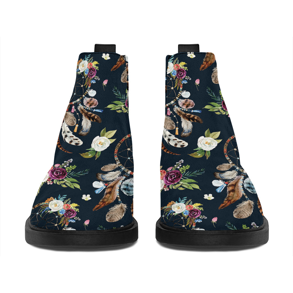 Flower Dream Catcher Pattern Print Flat Ankle Boots