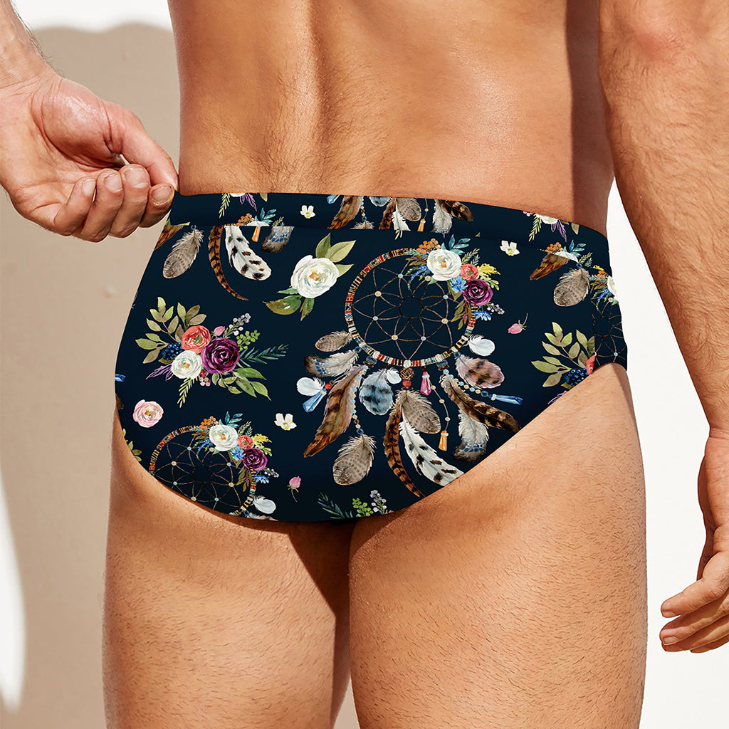 Flower Dream Catcher Pattern Print Men's Swim Briefs