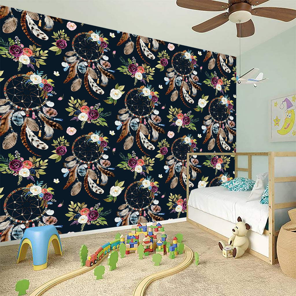 Flower Dream Catcher Pattern Print Wall Sticker