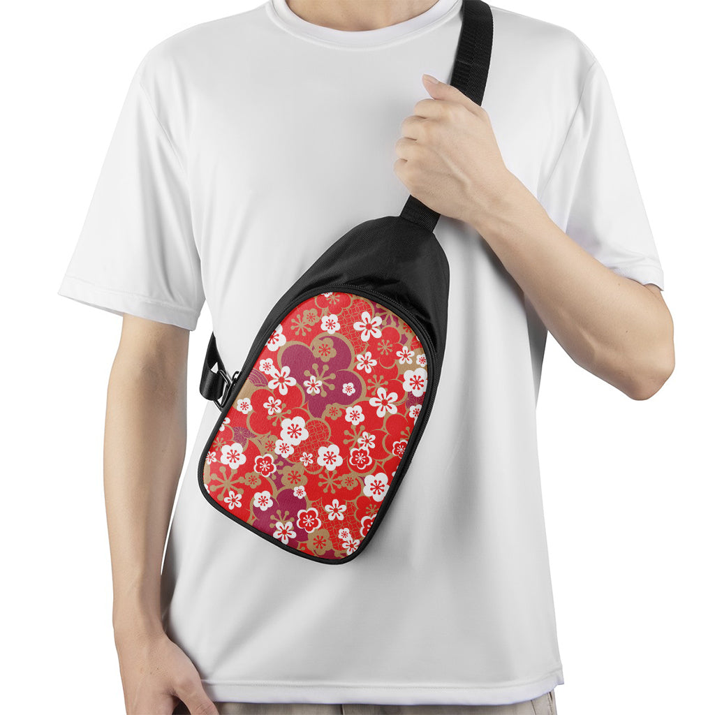 Flower Kimono Pattern Print Chest Bag