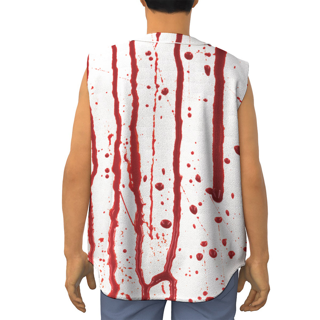Flowing Red Blood Print Sleeveless Baseball Jersey