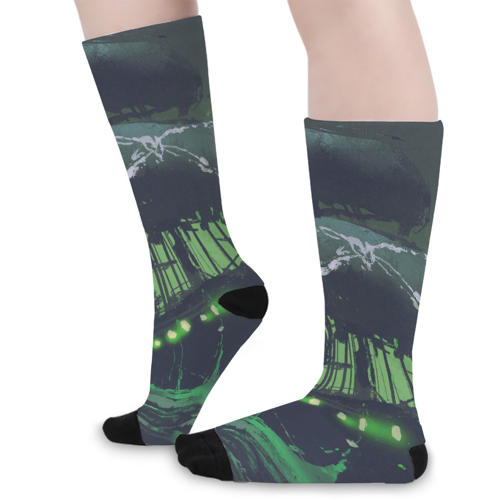 Flying Dutchman Ghost Pirate Ship Print Long Socks