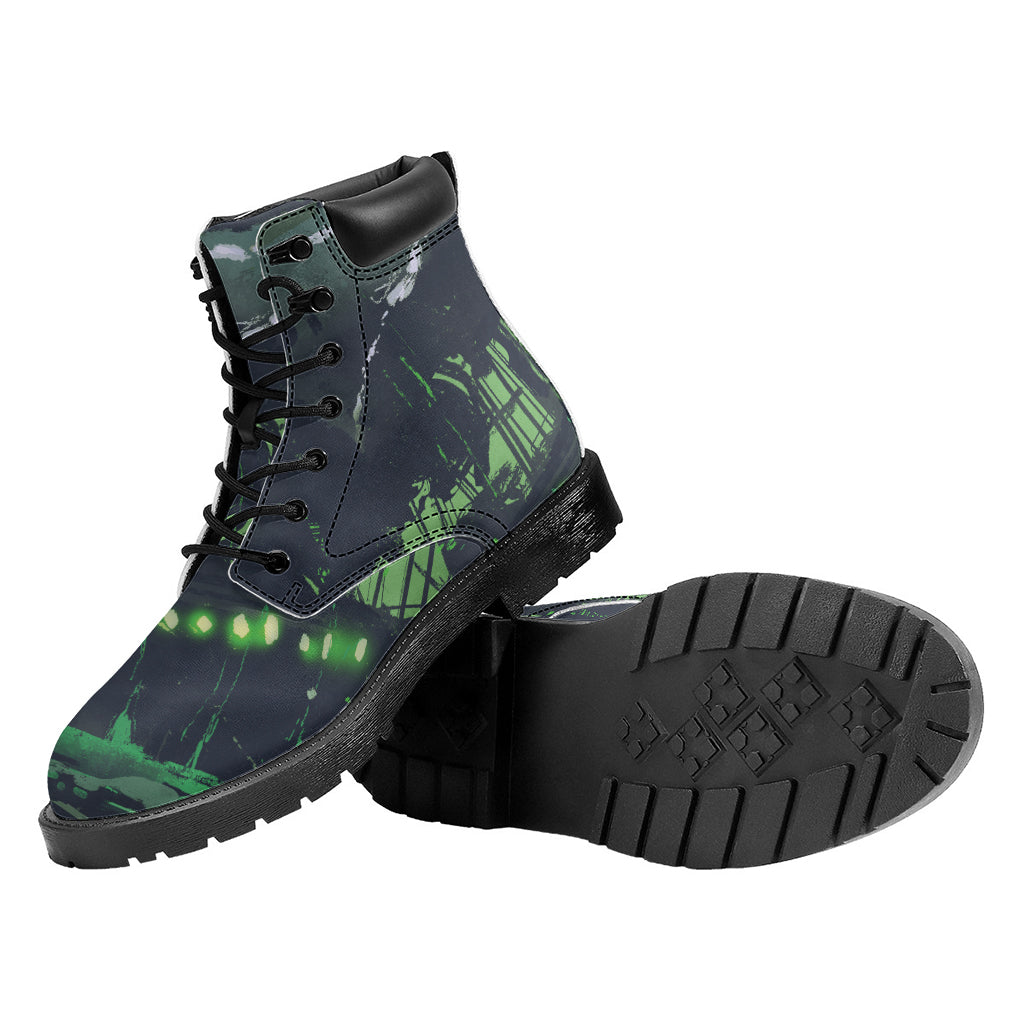 Flying Dutchman Ghost Pirate Ship Print Work Boots