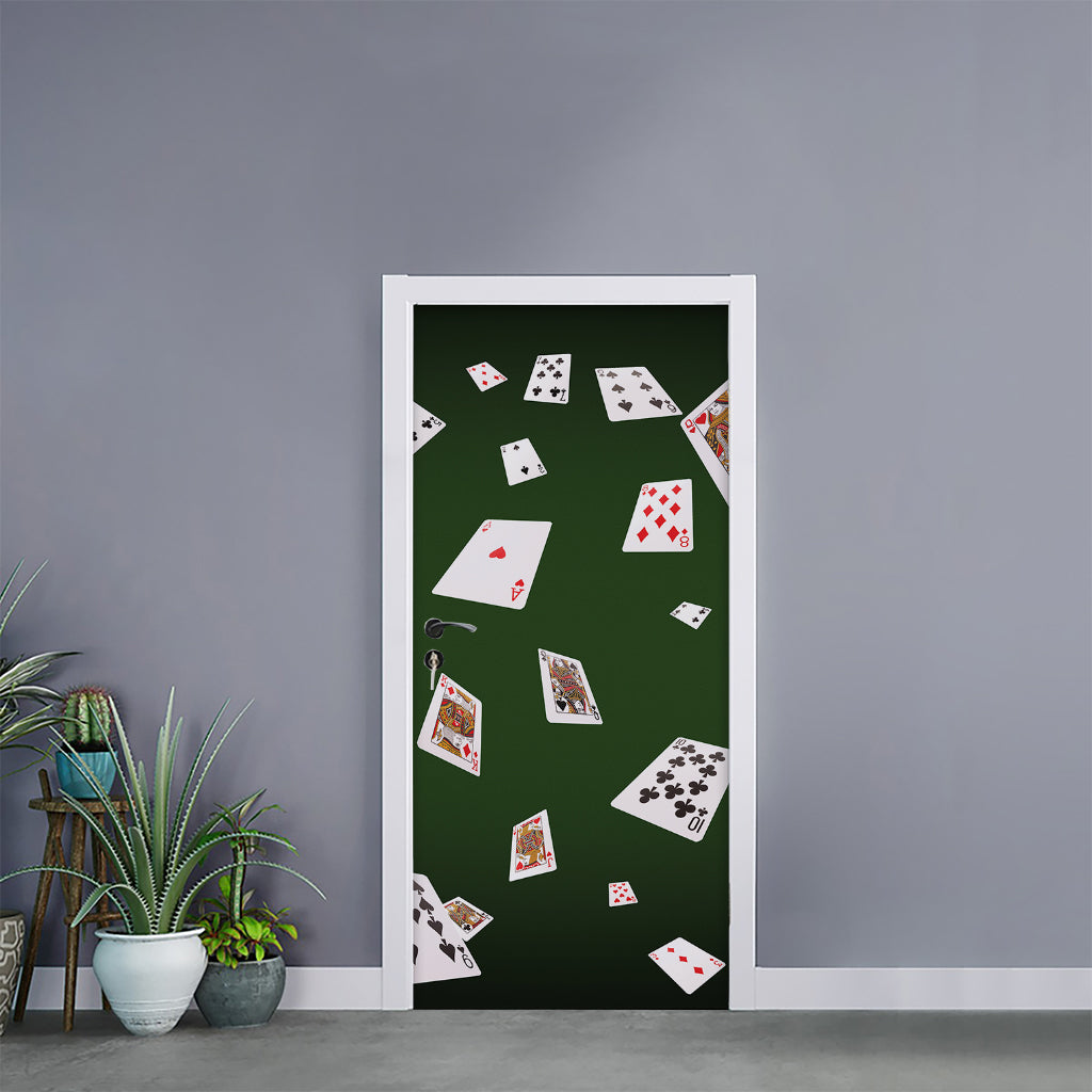 Flying Poker Cards Print Door Sticker