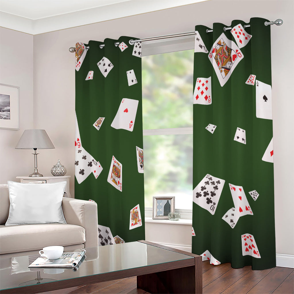 Flying Poker Cards Print Extra Wide Grommet Curtains
