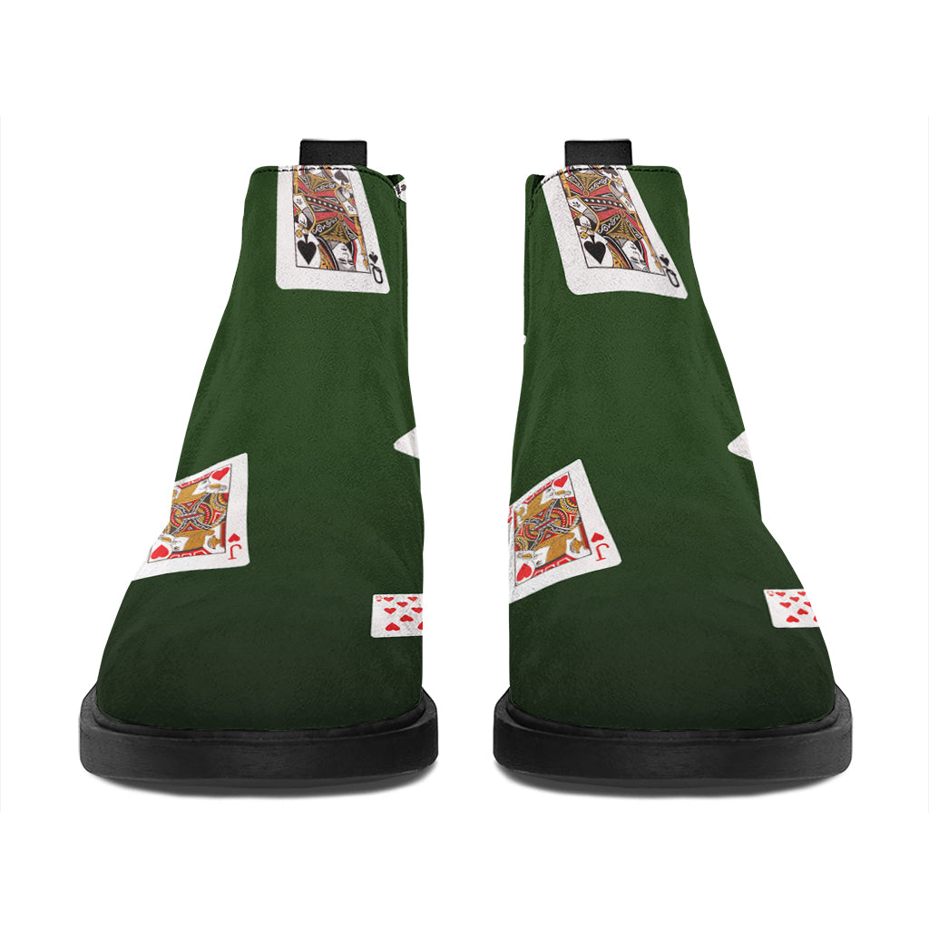 Flying Poker Cards Print Flat Ankle Boots