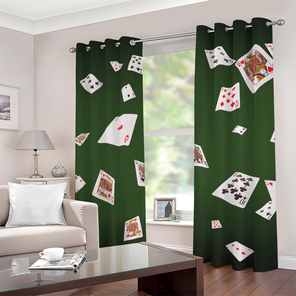 Flying Poker Cards Print Grommet Curtains