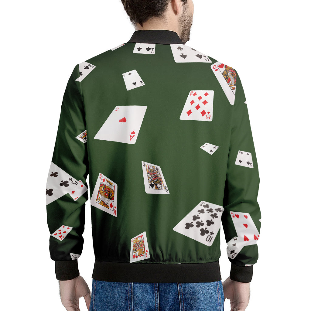 Flying Poker Cards Print Men's Bomber Jacket