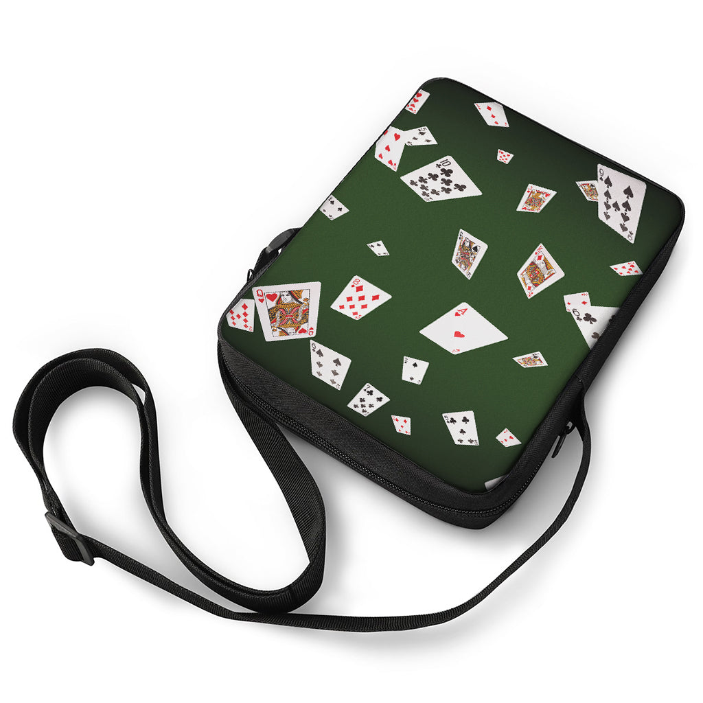 Flying Poker Cards Print Rectangular Crossbody Bag