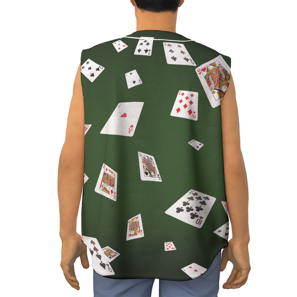 Flying Poker Cards Print Sleeveless Baseball Jersey