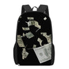 Flying US Dollar Print 17 Inch Backpack