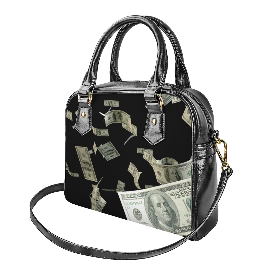 Flying US Dollar Print Shoulder Handbag