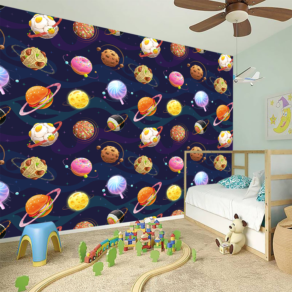Food Planets Pattern Print Wall Sticker