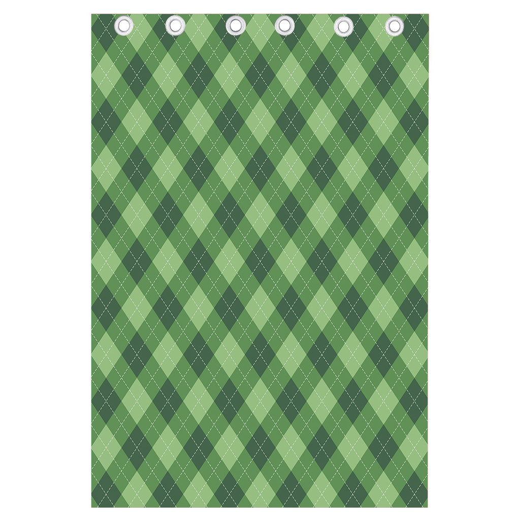 Forest Green Argyle Pattern Print Curtain