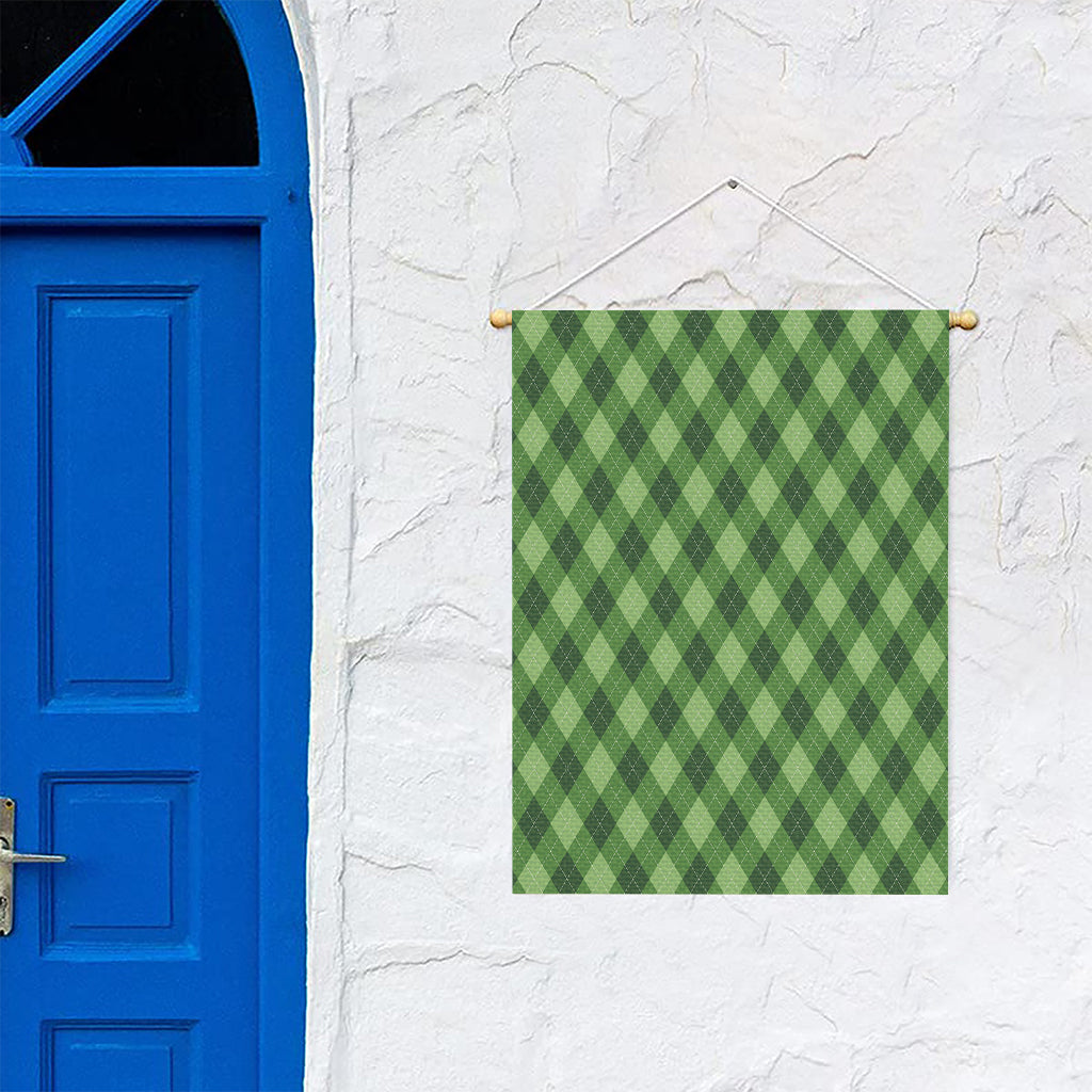 Forest Green Argyle Pattern Print Garden Flag
