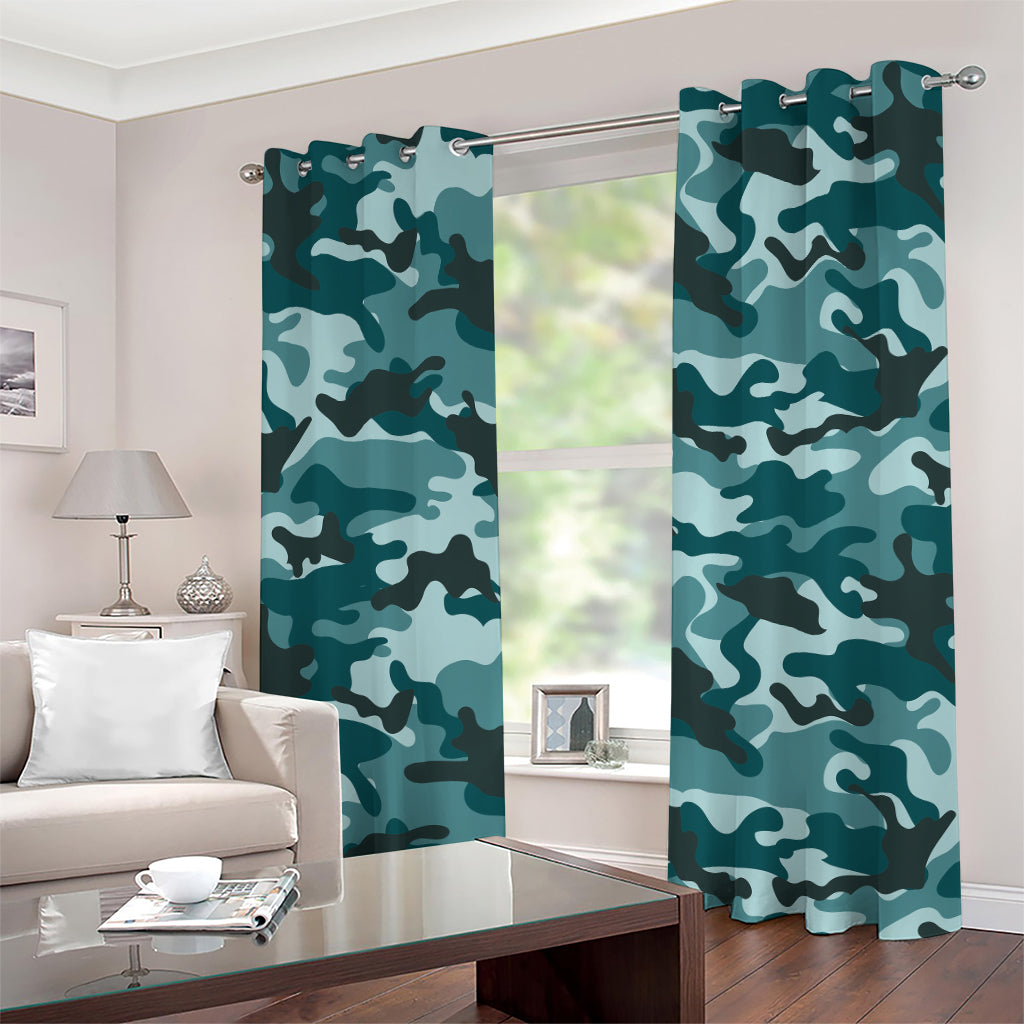 Forest Green Camouflage Print Grommet Curtains